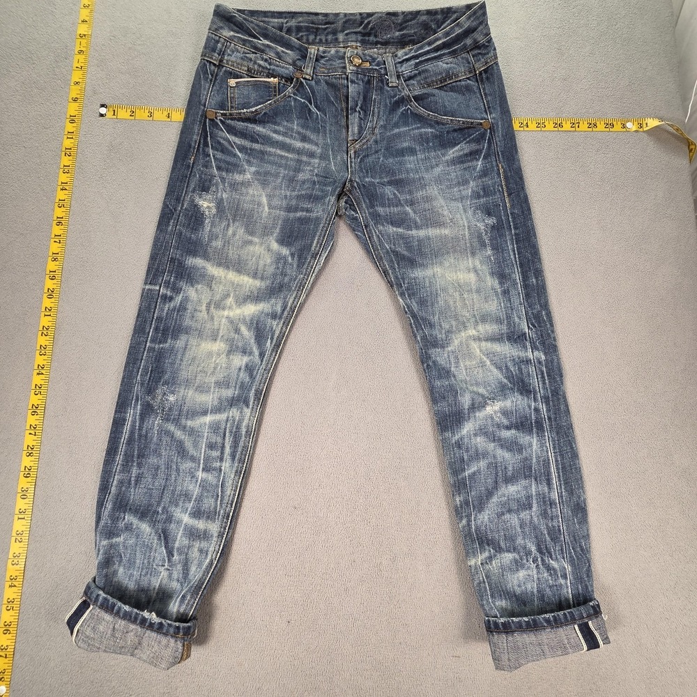 Selvedge Jeans Womens Blue Medium Wash Slim Whiskers Honeycomb Fits‎ 29x26